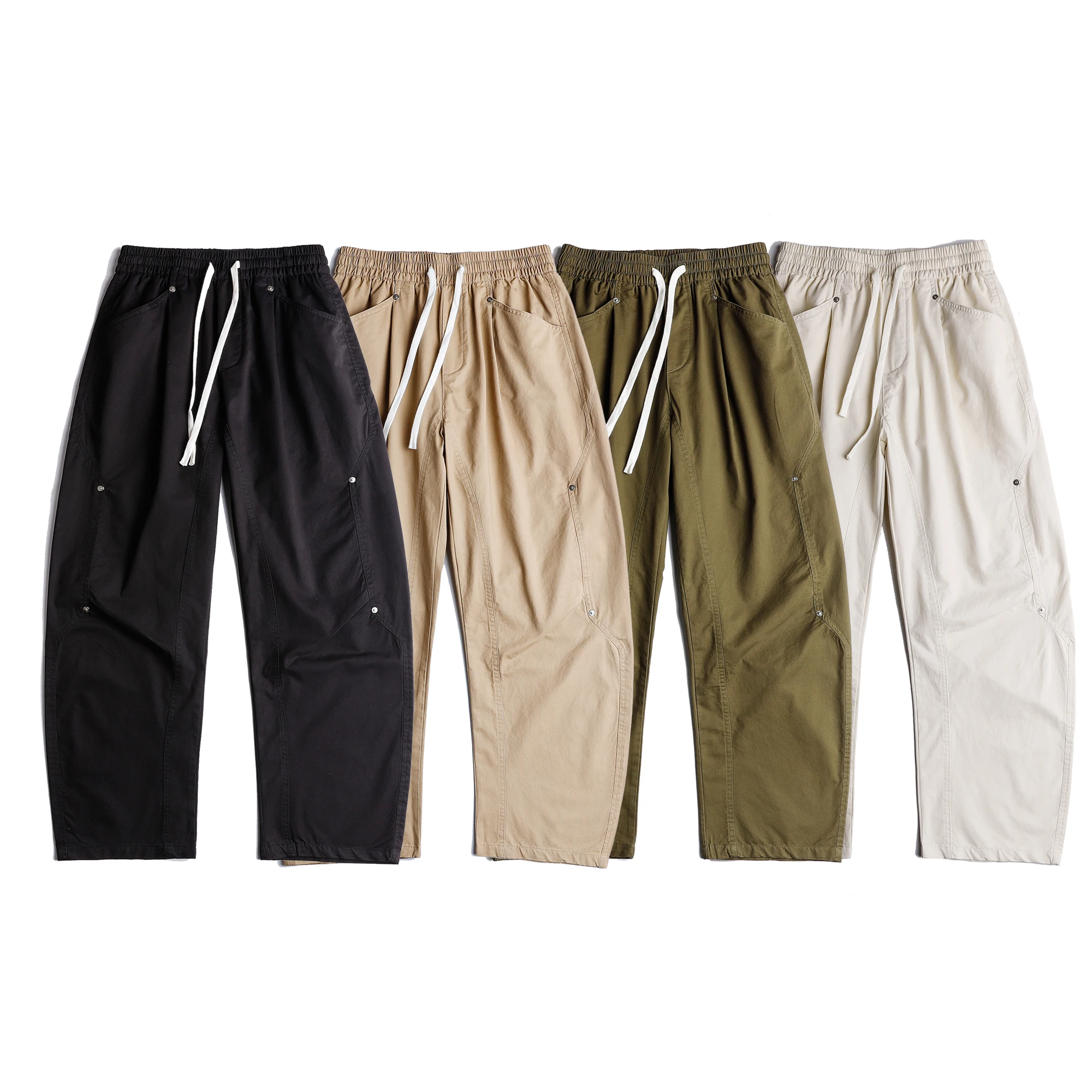 

Retro Japanese Sle Thin Straight Casual Pants Men's Design Sense Asymmetrical Splicing Pleated Street Trend Long Trousers