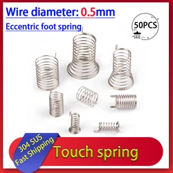 100Pcs 304 Stainless Steel Horn Type Button Key Ecentric Contact Touch Induction Compression Spring WD 0.5mm for PCB Switch