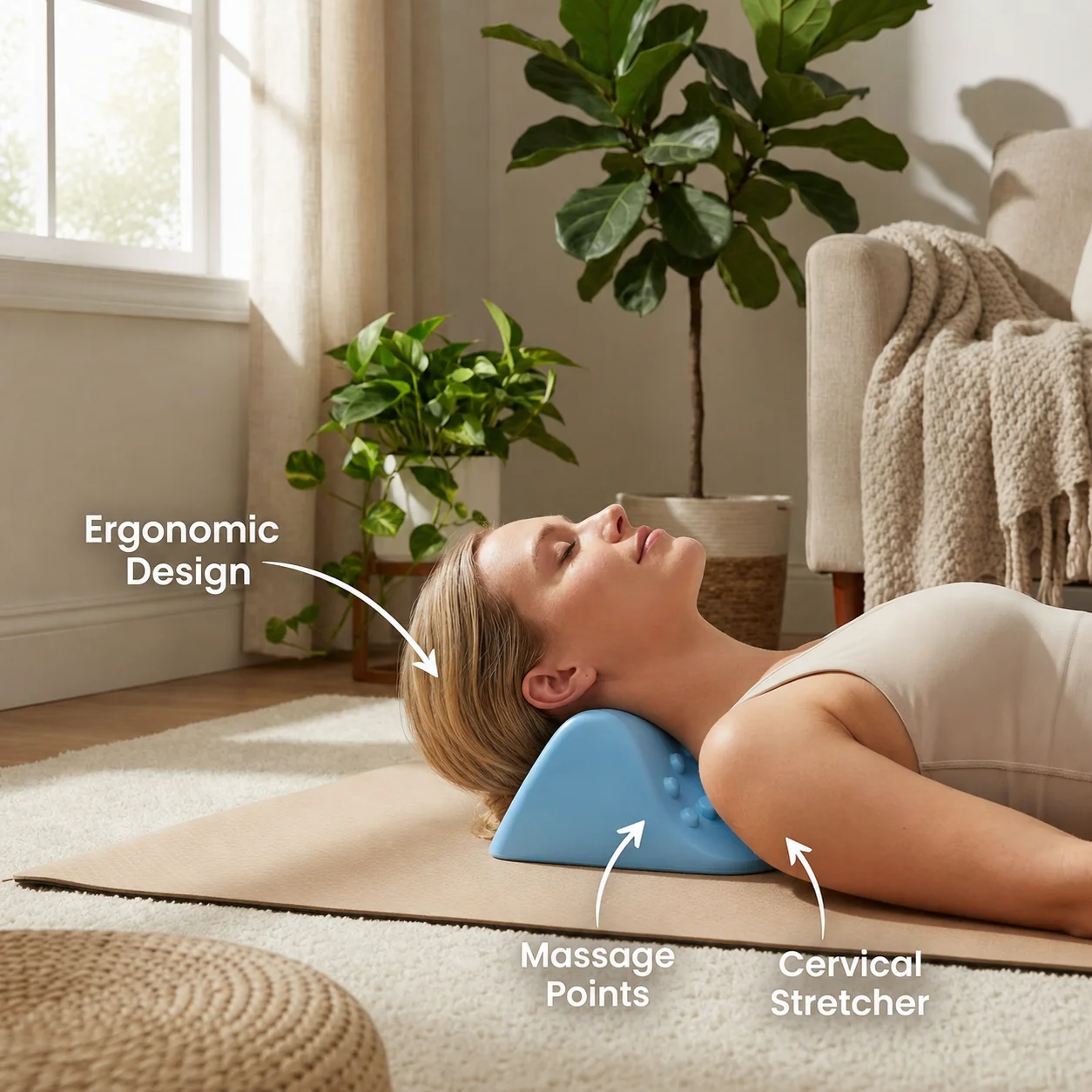 Neck support pillow, used for stretching the neck and shoulders, suitable for office workers, drivers, and prolonged sitting