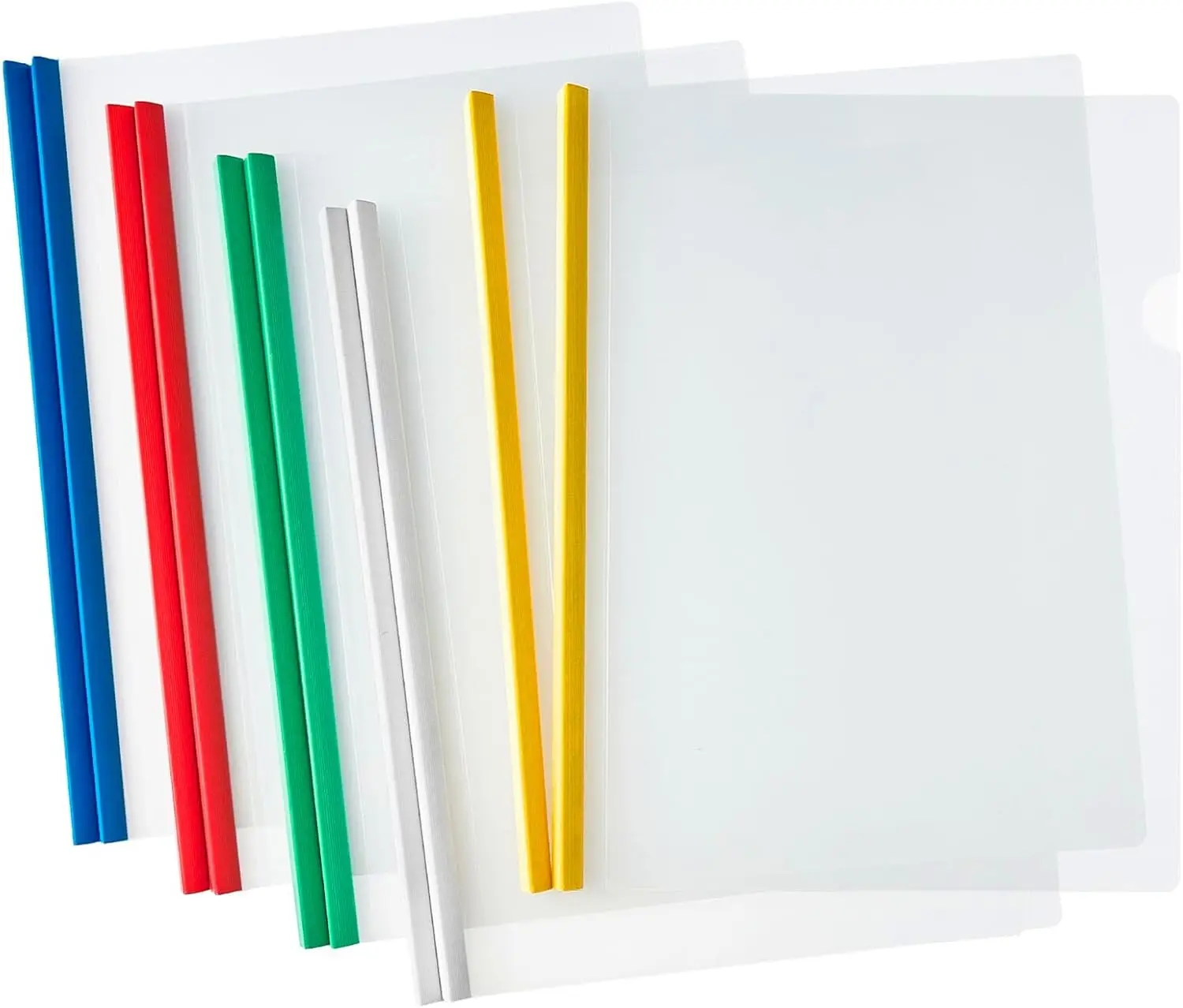 

10 Clear Report Covers with Sliding Bar, Plastic Binder Paper Protector, A4/Letter, 5 Colors, 40-Sheet Capacity