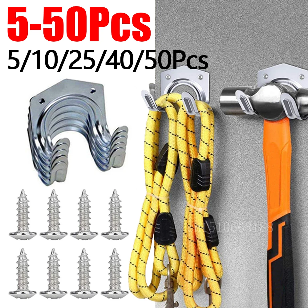 5-50pcs קיר hooks מתכת קולב עם ברגים לתלות על קיר אחסון המארגנים כלי גינה מתלה סוגר