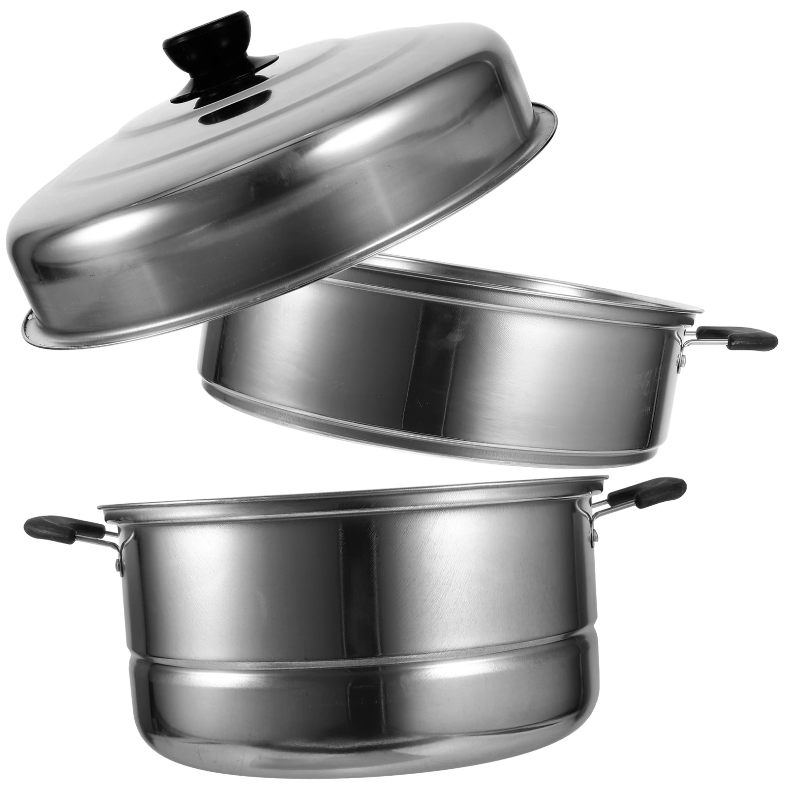 

Stainless Steel Steamer 3 Layer Stackable Tempered Glass Lid Large Capacity Home Kitchen Cookware Steam Pot