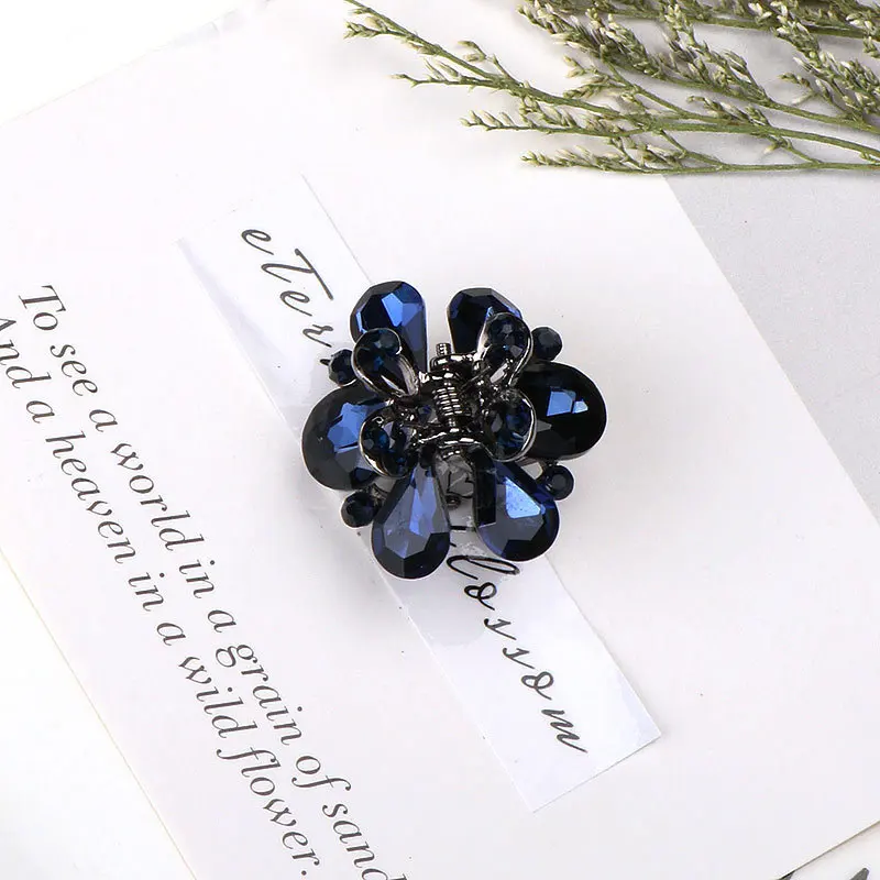 Women Gorgeous Rhinestones Small Flower Butterfly Hair Claw Clips Metal Crystals Hairpins Hair Accessories for Girl