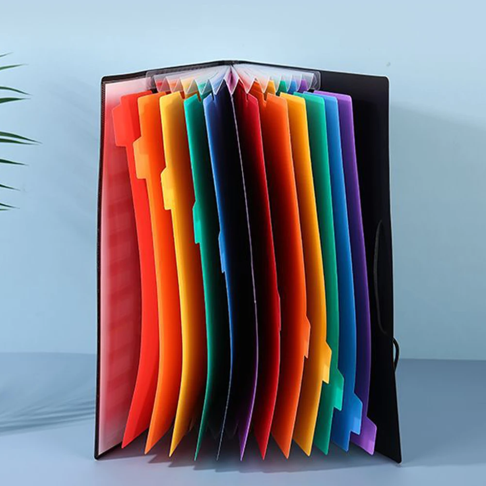 

2pcs 12 Pocket Expanding File Document Organizer Accordion File Folder For Monthly Bills Office Home Use Multicolored Plastic
