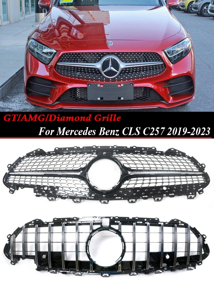 Panamerican GT Racing Front Bumper Grill For Mercedes Benz CLS-Class C257 2019-2023 Diamond Style Grille CLS450 CLS500 CLS550