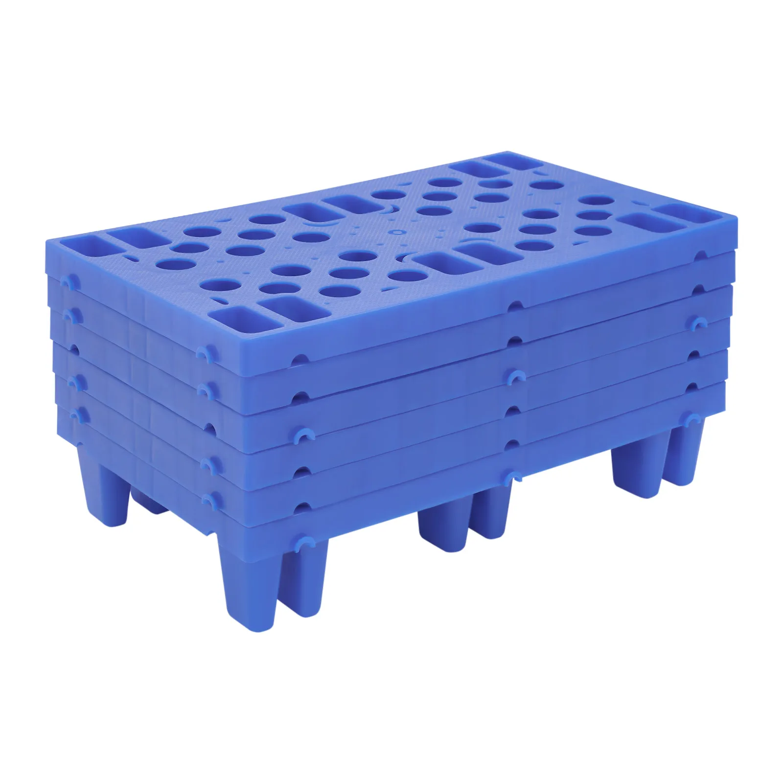 6PCS พื้นพลาสติกพาเลทสีฟ้า PP พาเลทน้ำหนักเบาพาเลทพลาสติกแต่ละรับน้ำหนักได้ 150 กก./330.69lbs สำหรับซูเปอร์มาร์เก็ต