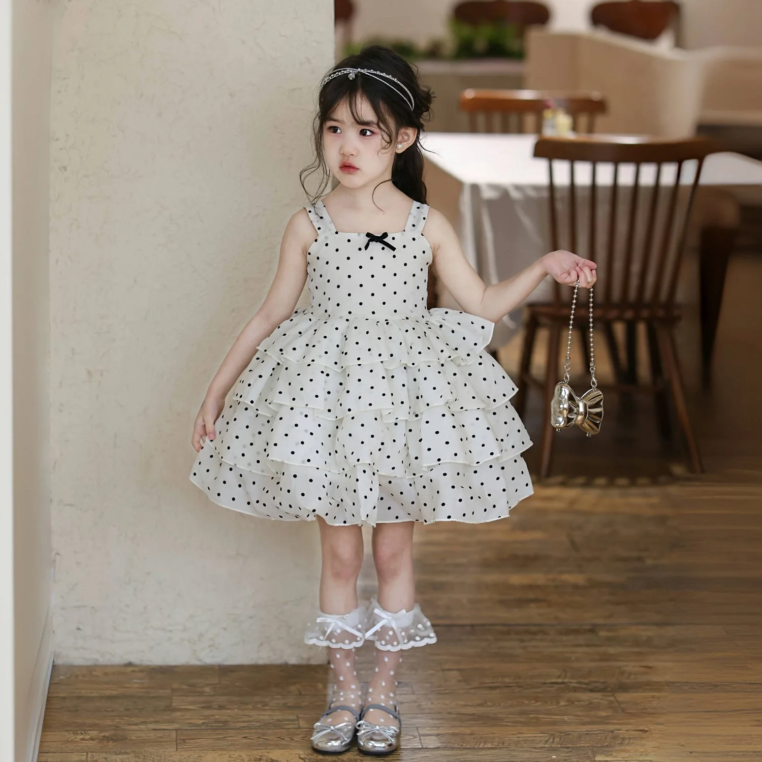 

Girls Bow Halter Dress 2025 Summer New Girls Cute Polka Dot Suspender Cake Dress Princess Dress fashion