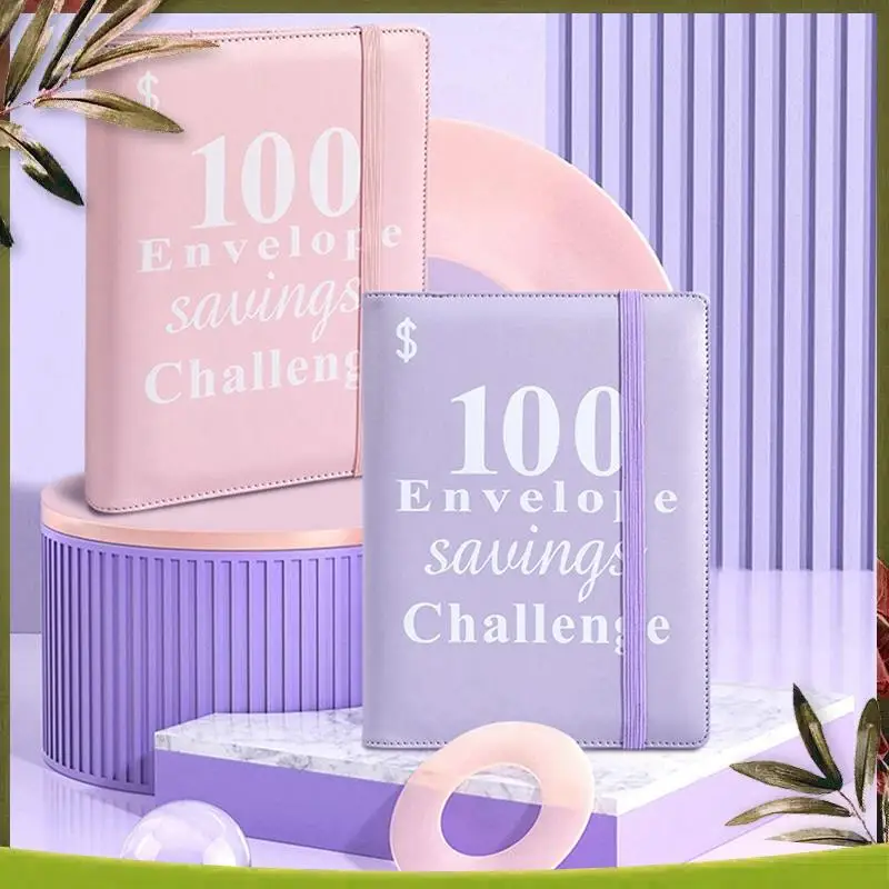 

New-100 Envelope Money Saving Challenge Binder, Reusable A5 Money Budget Binder Challenges Book
