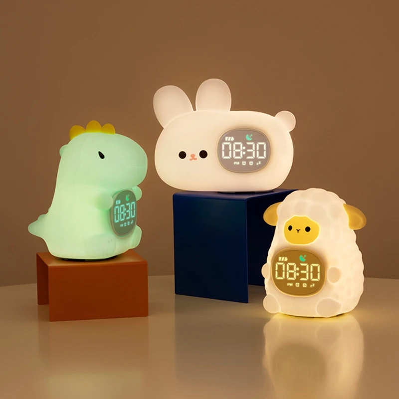 

Cartoon Animal LED Alarm Clock Light Smart Alarm Clock Touch Control Sleep Soothing Light Sleep Training Clock-A50M