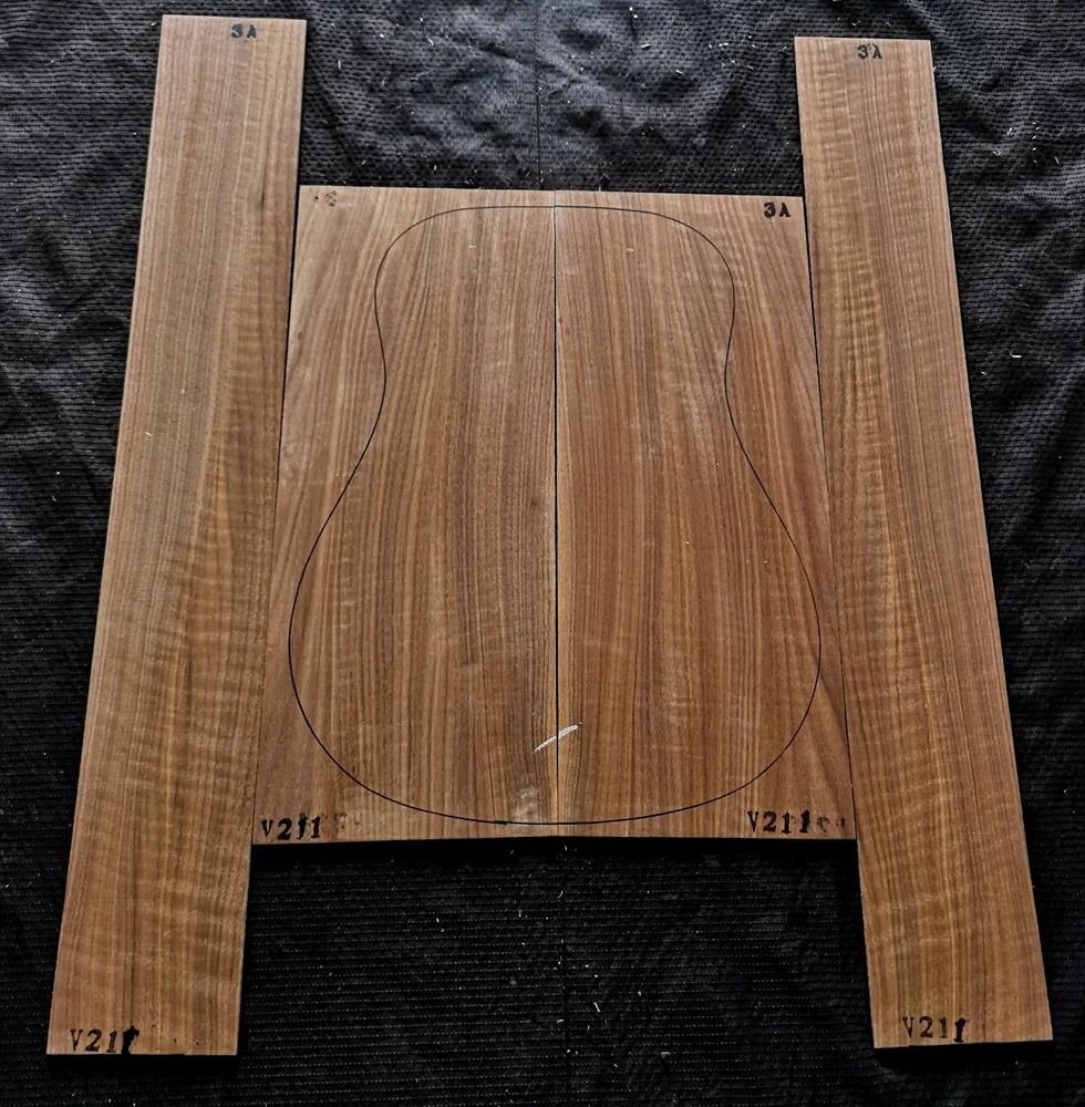 3A Tiger Pattern Shadow Pattern Black Walnut Flame Black Walnut Guitar Full Single Board Back Side Guitar Manufacturing Material