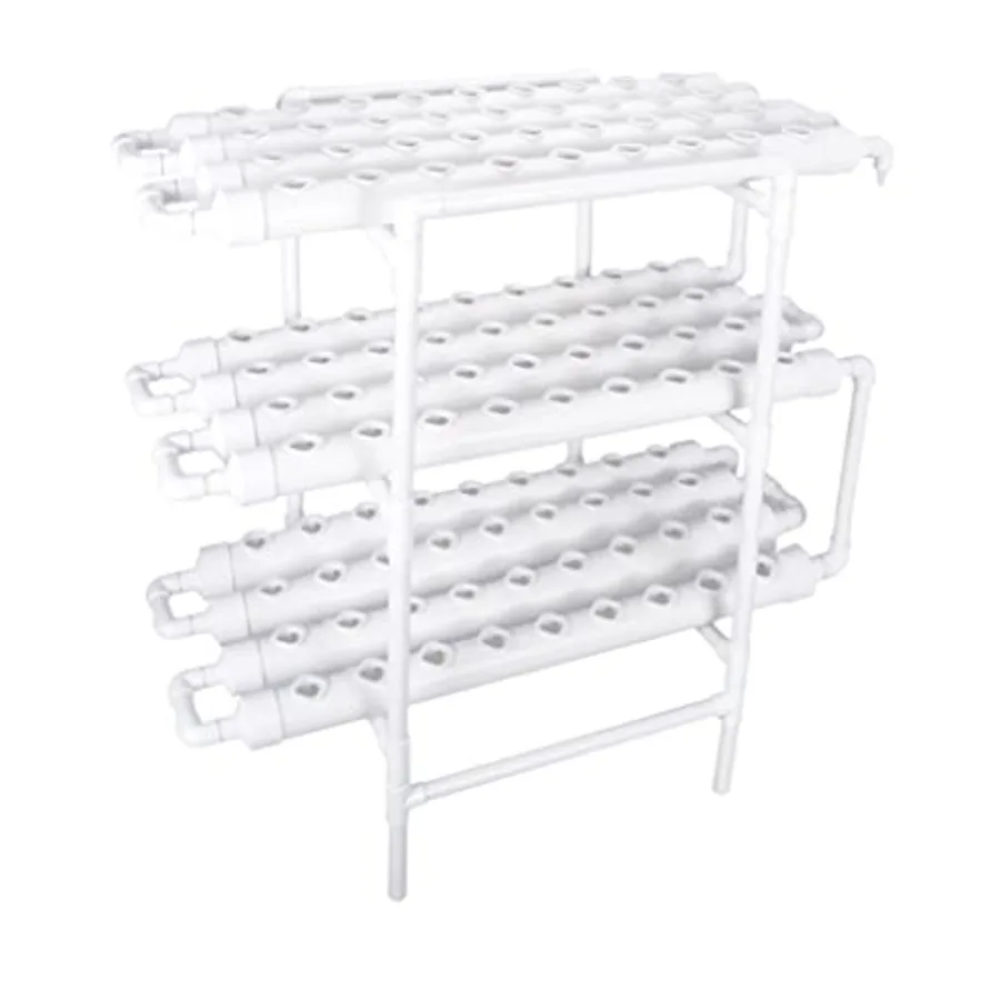 

Hydroponics Growing System Kit 108 Plant Sites 3 Layers Food-Grade PVC-U Pipes with Water Pump Timer Net Pots Sponge for Vegeta