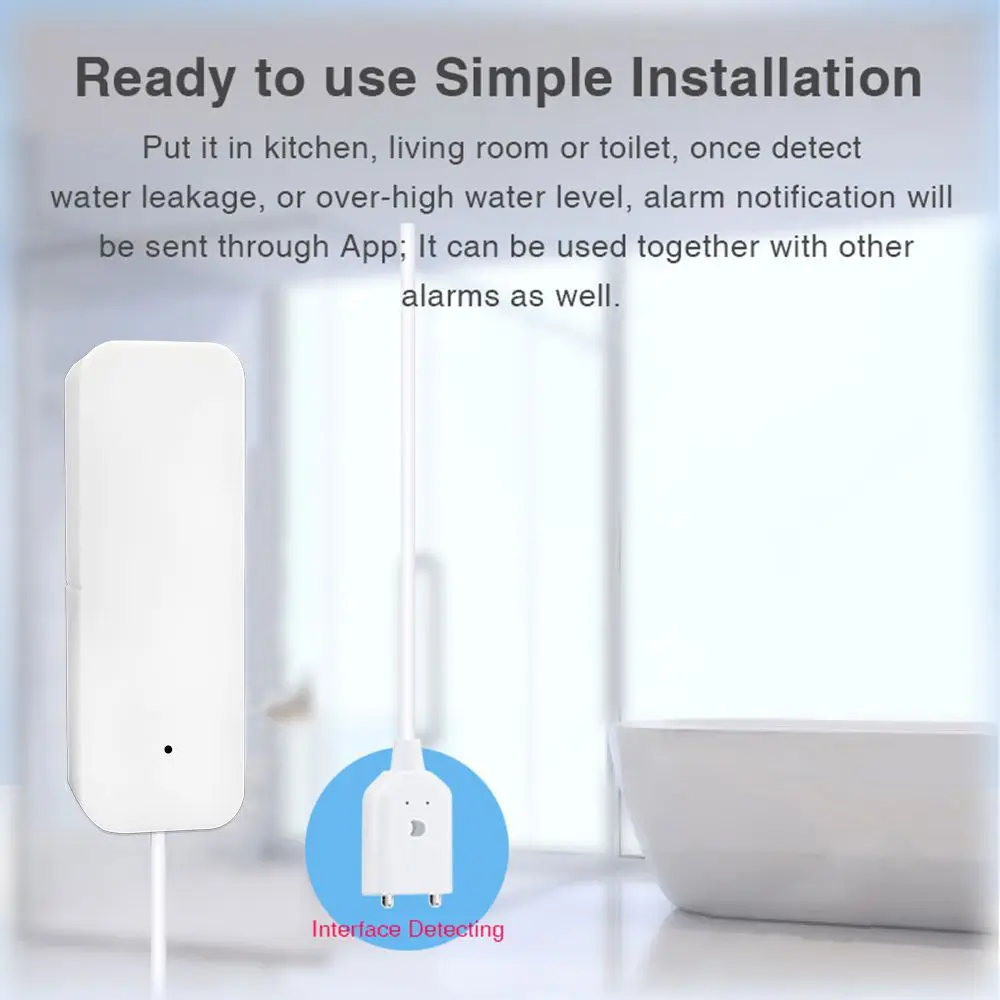 Tuya WiFi Smart Water Leak Detector Remote Monitor Water Overflow Level Sensor Smart Life Control Flood Leakage Security Alarm