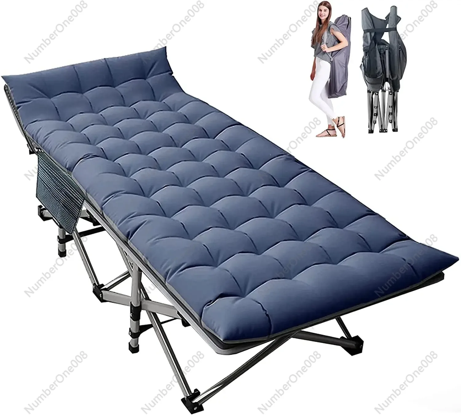 

Daul-Layers 1200D Oxford Portable Lightweight Fabric Folding Bed With Removable Mattress Camping Cots