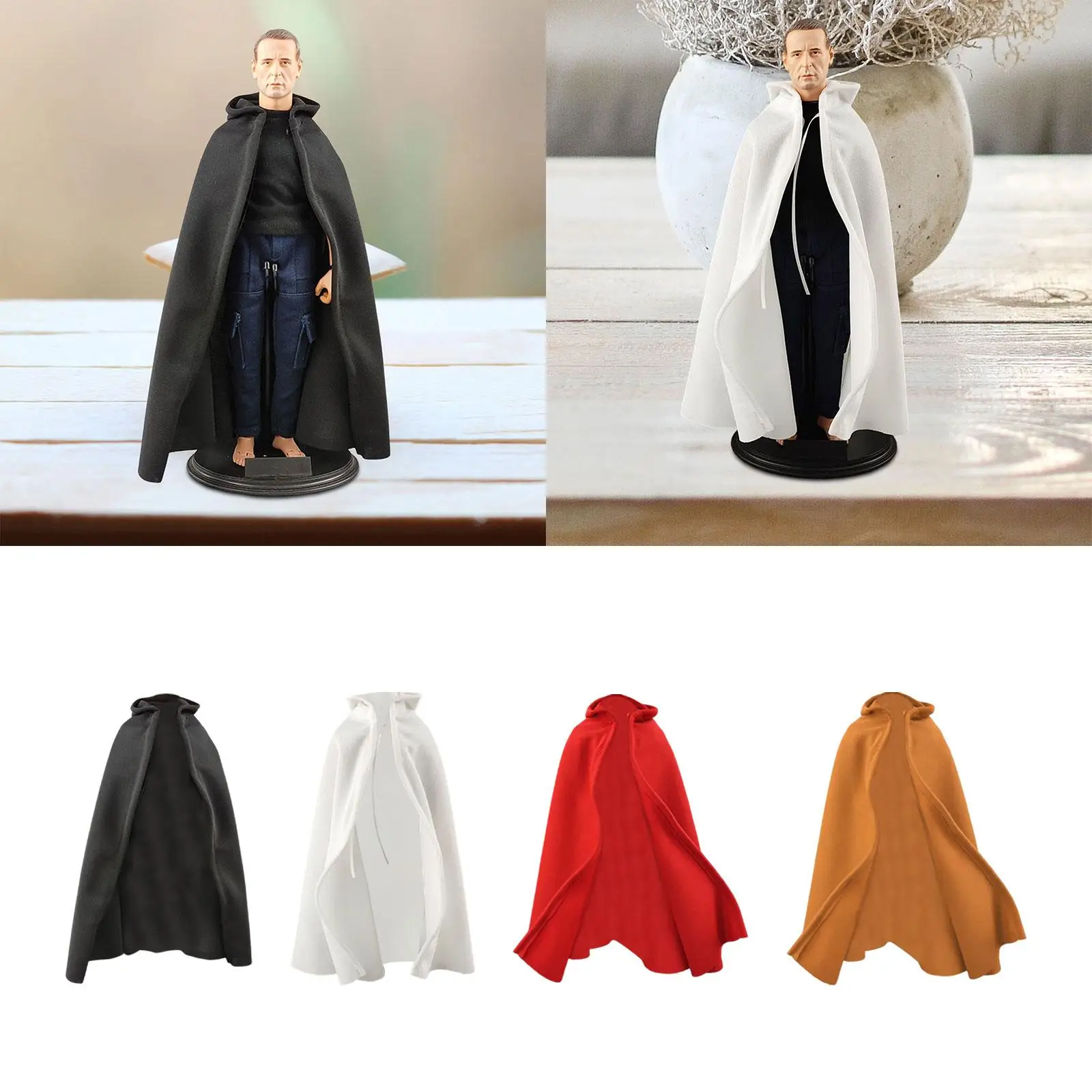 1/6 Scale Hoodie Cloak Casual Retro Stylish Solid Color Soldier Costume Full Length Cape for 12'' Action Figures Body Accessory