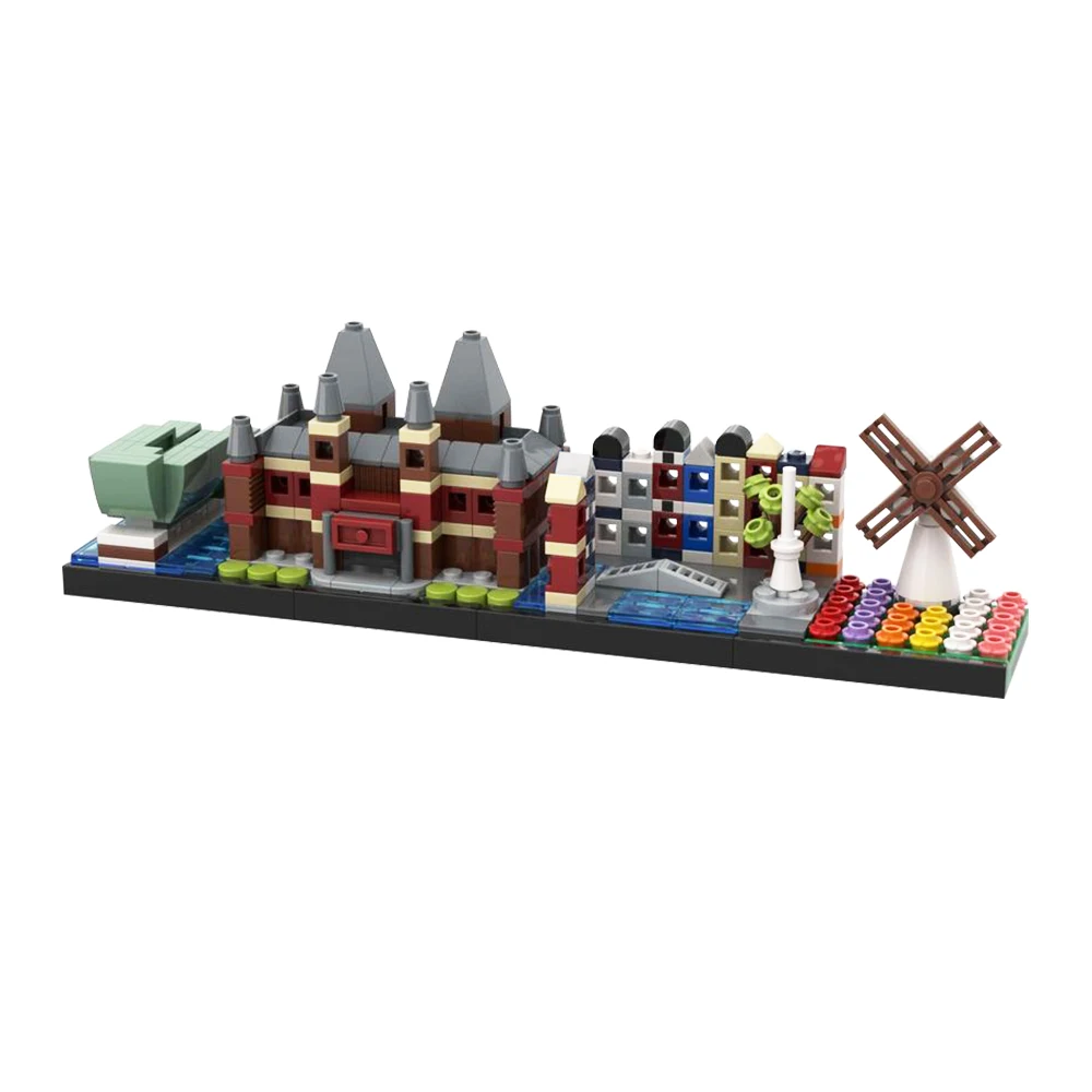 MOC City Movie Amsterdameds Skyline Building Blocks House Fairys tale Magic Castle Education Architecture Bricks kid Toy