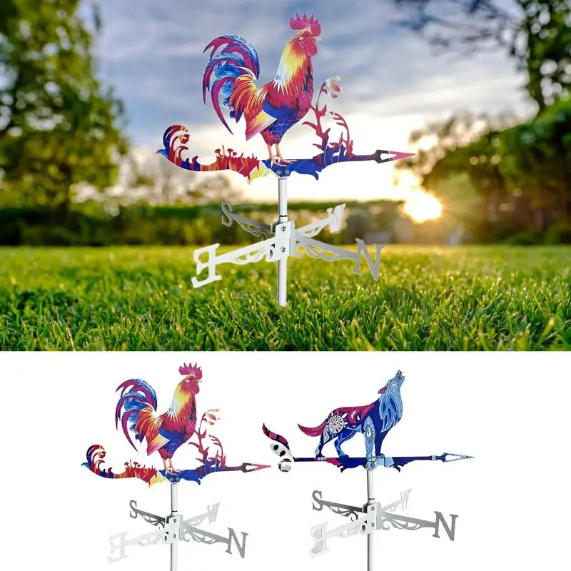 Rooster Wind Vane Rooftop Weather Vane Retro Metal Wind Direction Indicator Farm Scene Garden Art Decor weather vane