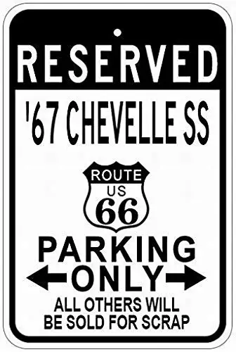علامات Fsdva المعدنية 1967 67 Chevy Chevelle Ss Route 66 Tin Parking Sign - #1
