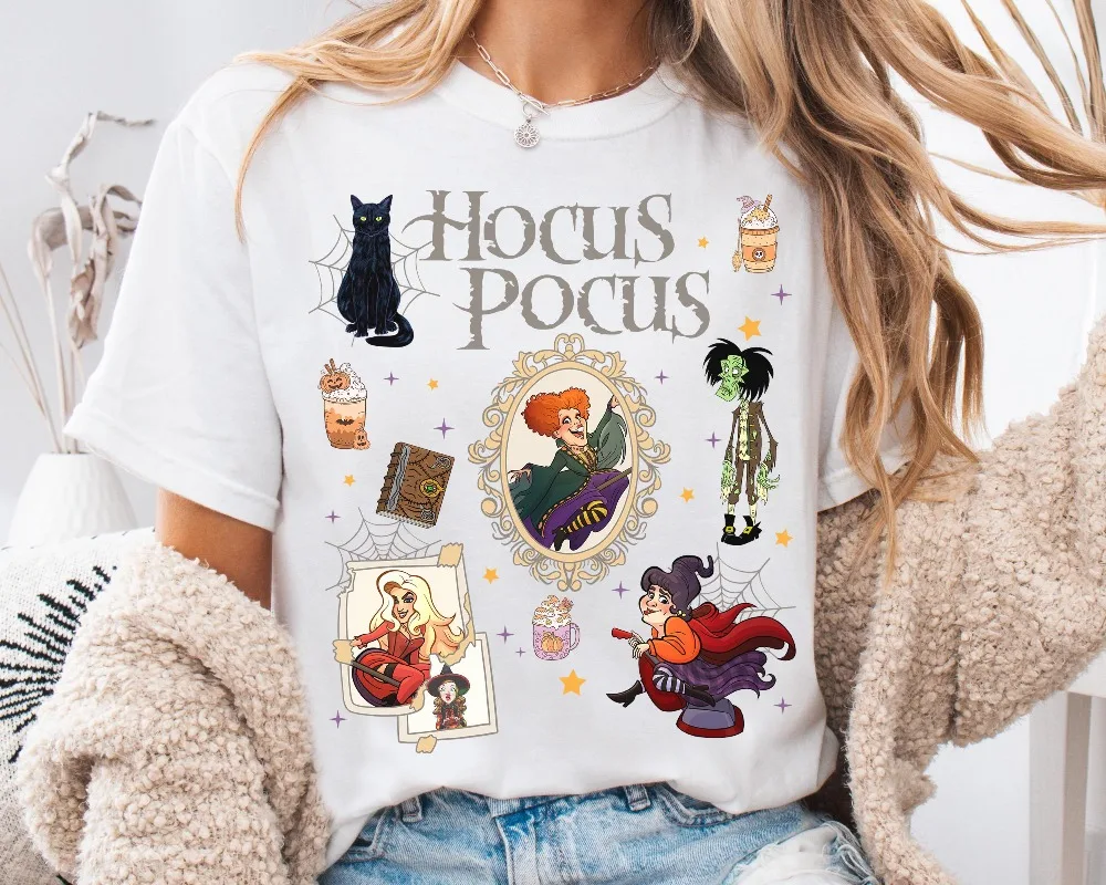 Camisa Retro Coquette Hocus Pocus Hocus Pocus Sanderson Hermanas Thackery Binx Camisa Camisa a juego de Halloween