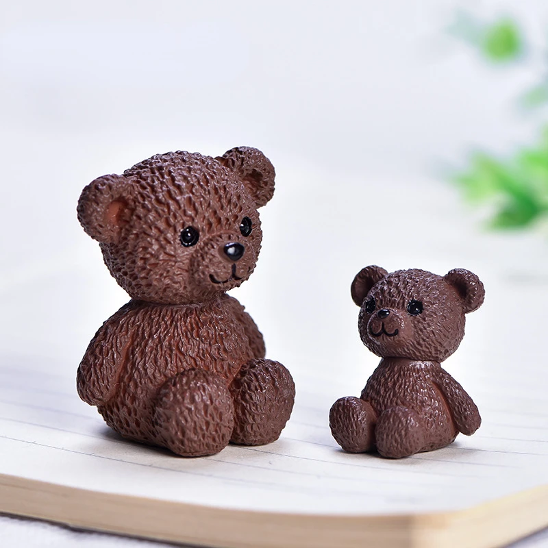 3pcs Kawaii Bear Figurines Small Statue Fairy Garden Miniatures Ornament Dollhouse Home Decoration Accessories Decoration Jardin