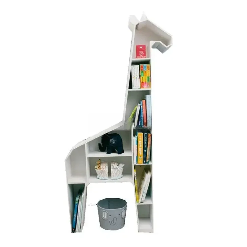 A  Multi Tier Wooden kids bookshelf bookcase Multi-layer Creative Giraffe Shaped Book Shelf