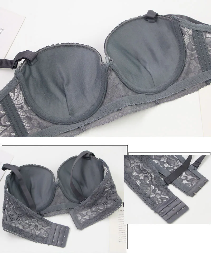 2025 nuevo sujetador con aros de punto Floral para mujer correas ajustables encaje Copa BC ropa interior Push Up minimizador lencería acolchada