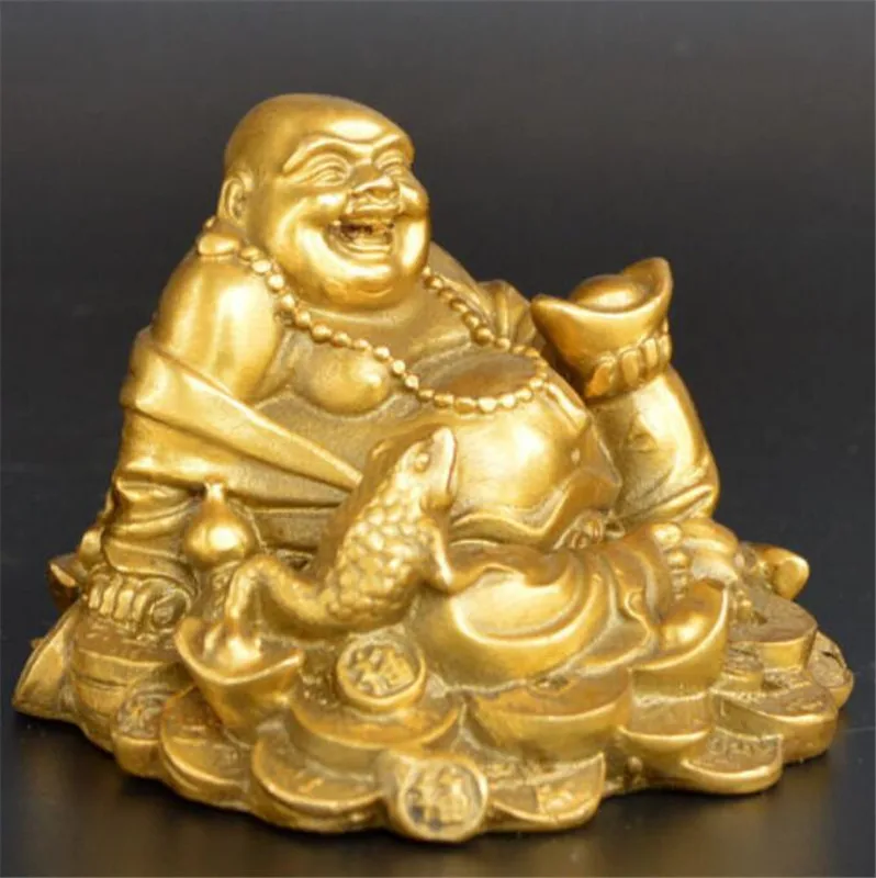 

Copper statue Exquisite Old Collection Handwork Brass Smile Maitreya Buddha Great Belly Buddha Statue