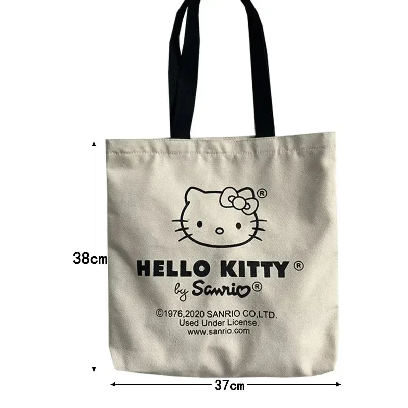 MINISO Disney, bolso de mano de lona bonito de Hello Kitty para mujer, bolsos de hombro tipo shopper para mujer, bolso de viaje, bolsos de diseñador de lujo, práctico