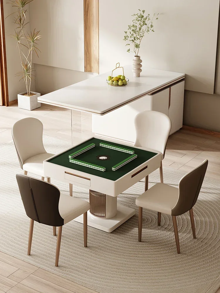 

rock slab dining table, mahjong table, all-in-one dual-purpose combination, light luxury, modern and simple