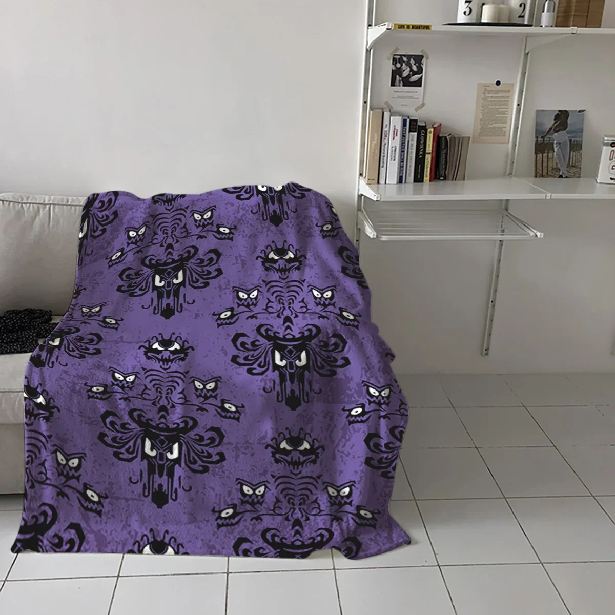 Halloween Grimace Haunted Mansion Bed Cover Blankets Flannel Travel Fleece Throw Wrap Hypoallergenic Improve Sleep Anti-Allergy