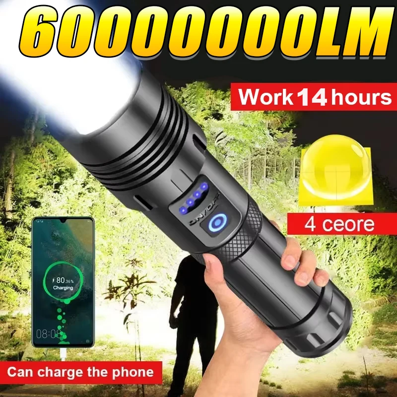 

60000000LM Super XHP160 Мощные светодиодные фонарики Мощный фонарик USB Перезаряжаемый тактический фонарик 18650 Лампы для кемпинга
