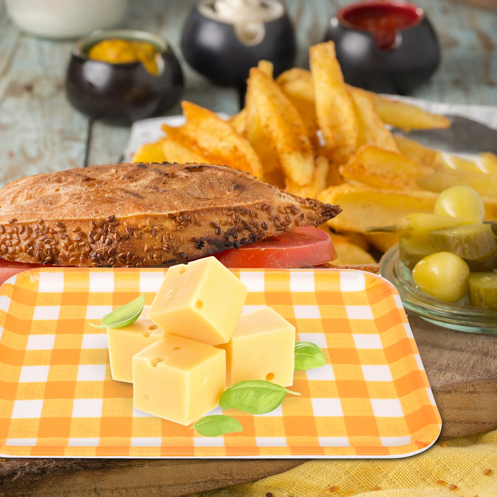 

4pcs Thanksgiving Dinner Plates Melamine Kitchen Tableware Bread Serving Tray Fruit Platter Party Appetizer Plate Display Trays