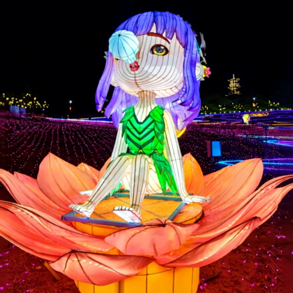 Custom Large Outdoor LED Fairy Lantern Cartoon Elf Girl Christmas for Amusement Park & Garden Reusable