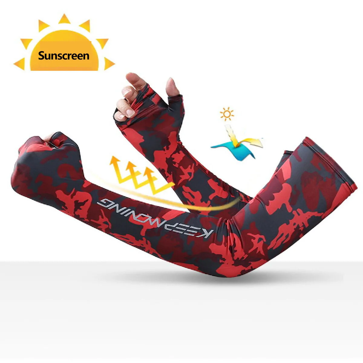 Outdoor Camouflage Cool and Sunscreen Gloves With Sleeves Female Cycling Arm Protectors Sunscreen Ice Silk Sleeves Male