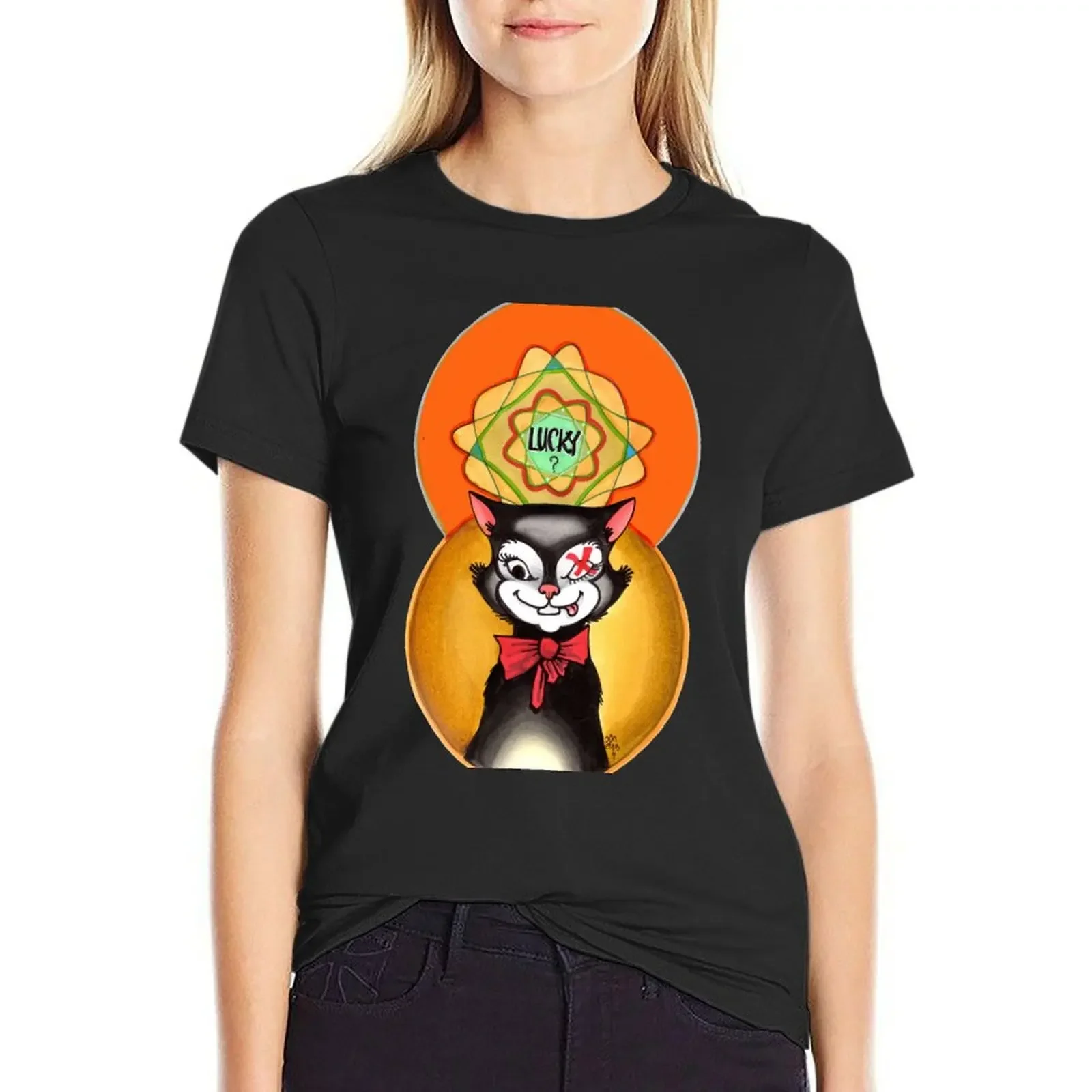 

schroedinger's cat. T-Shirt Blouse animal prinfor Short sleeve tee plus sizes tshirts for Women