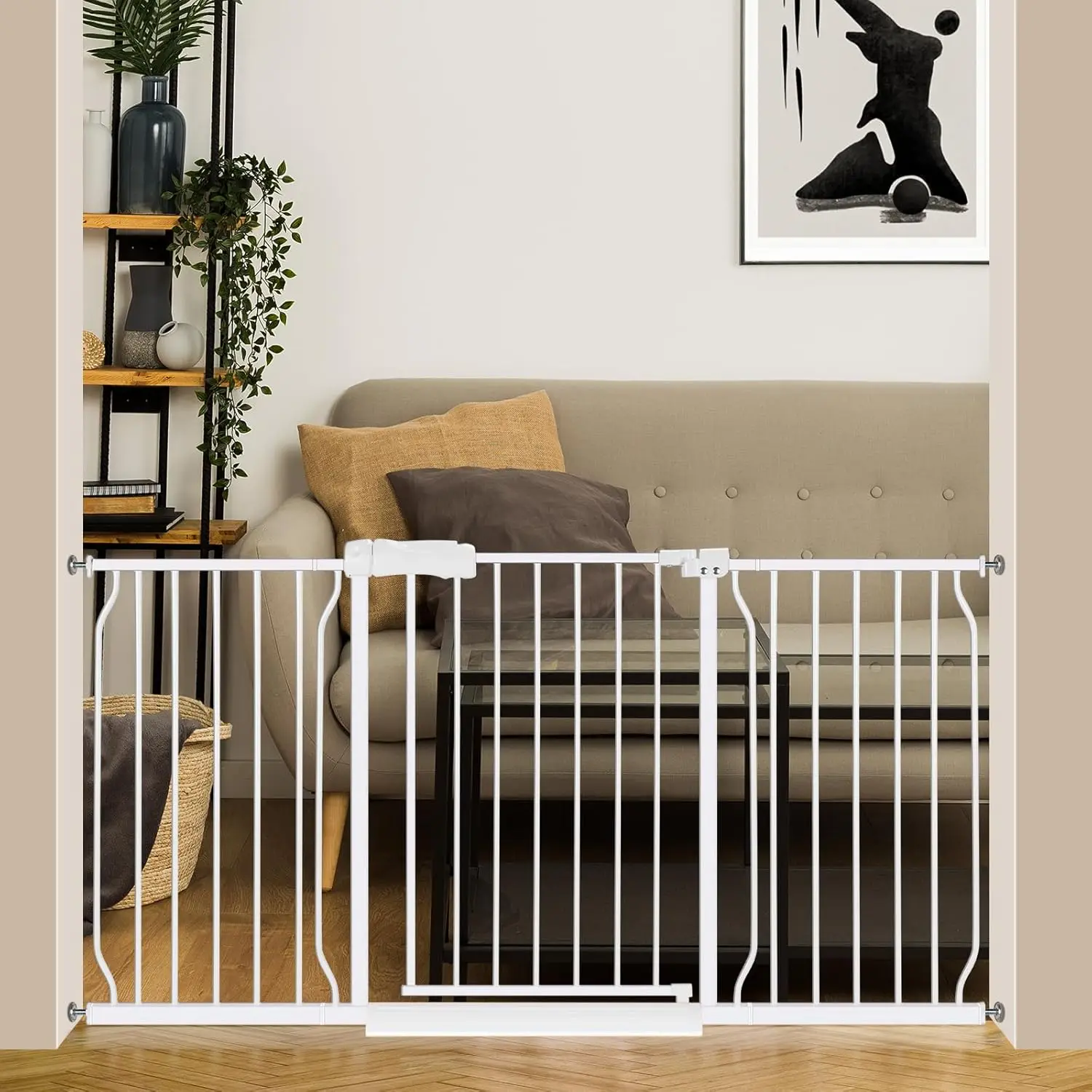 

Wide Baby Gate 57.5-62.2 Pressure Mounted,Child Dog Pet Safety Gates Walk Through Door for Doorways Stairs No Drilling in Door