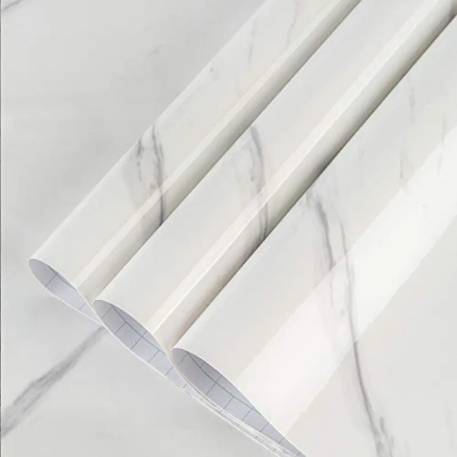 

DIY countertop, fireplace, and backsplash application; white marble vinyl; waterproof, self-adhesive, thickened peel-and-stick