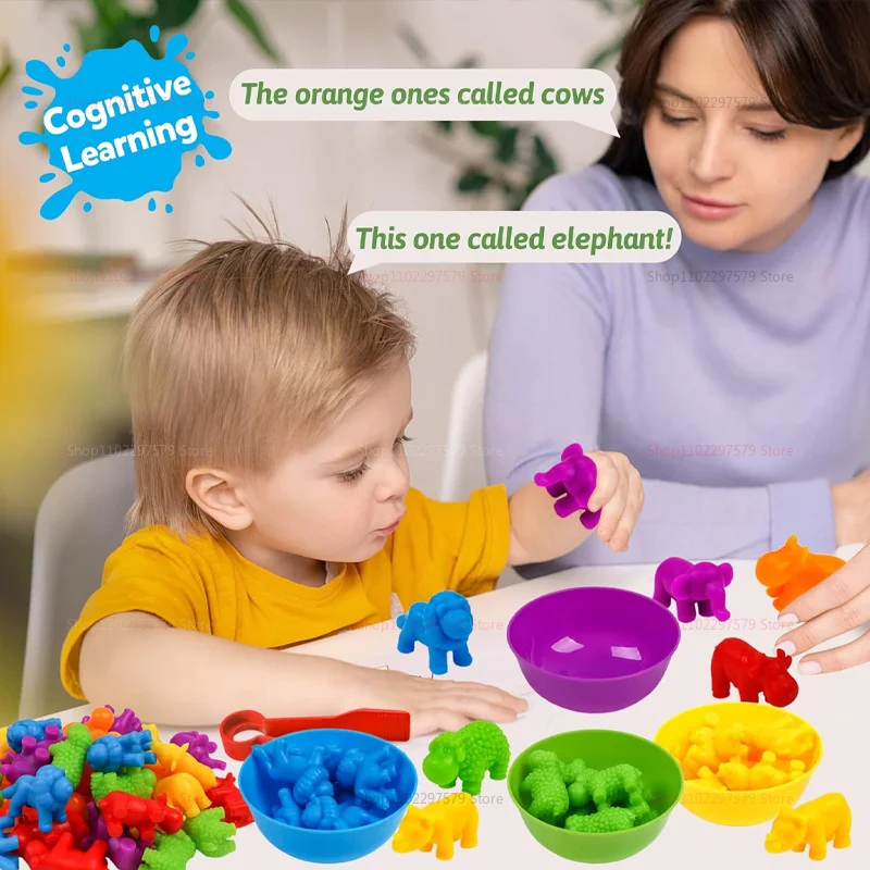 Zabawki do liczenia i sortowania dla dzieci, zabawki edukacyjne, zabawki Montessori, sensoryczna gra w dopasowywanie tęczowych kształtów z zabawkami treningowymi motoryki małej dla chłopców i dziewczynek.