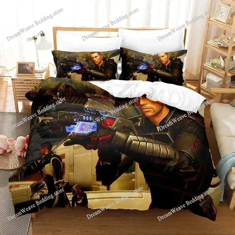 

Mass Effec Bedding Set Single Twin Full Queen King Size Bed Set Adult Kid Bedroom Duvet Cover Sets 3D Print Game Bed Sheet Set74