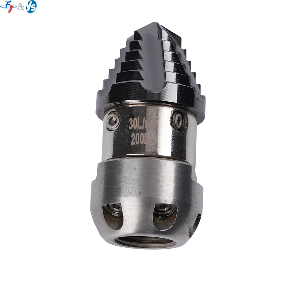 High Pressure Pipes Cleaning Nozzle Unclog Rotating Pagoda Nozzle Stainless Steel 1/2