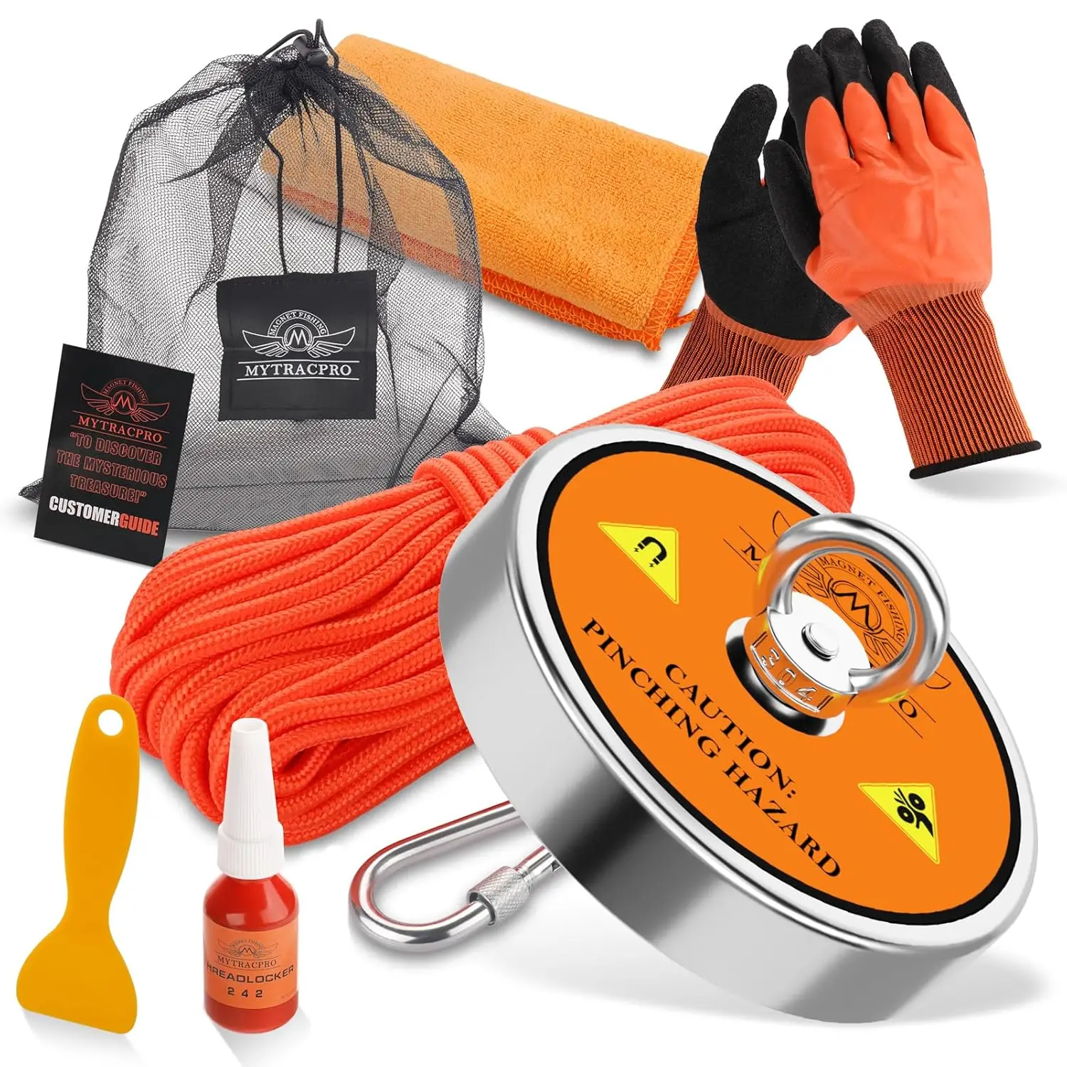 

1300lb Fishing Magnet Kit with 65ft Rope, Powerful Single-Sided Magnet for Treasure Hunting & Recovery