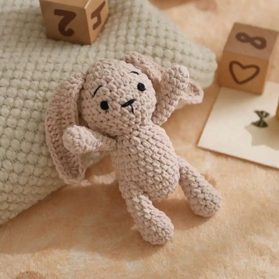 

Handmade Crocheted Rabbit, Baby Rattle Toy, 3D Cute Design, Detailed, Attracts Baby's Attention, Develops Baby's Hearing, Perfect Birthday, Halloween, Christmas Gift For Baby