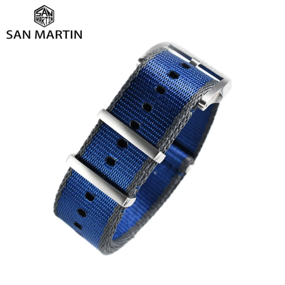 

San Martin Premium Nylon Watch Strap 20mm 20mm Watchband Army Logo Pin Buckle Universal Pilot Wristband Replacement N113A