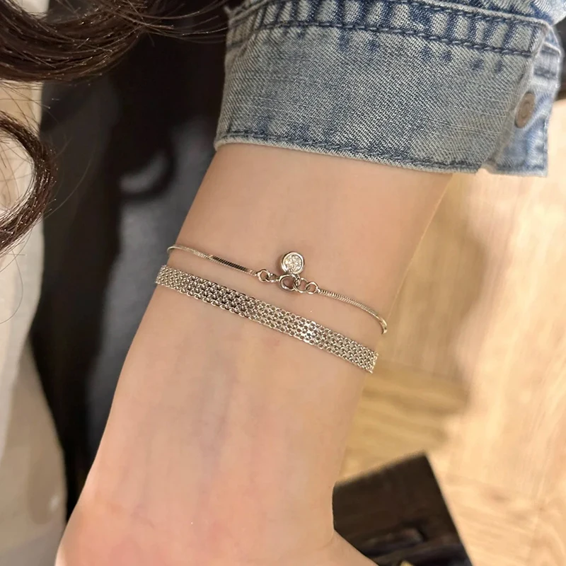 New 925 Sterling Silver Bracelet Simple Style Charming Woman Bracelet Birthday Party Gift for Friends Fashion Exquisite Jewelry