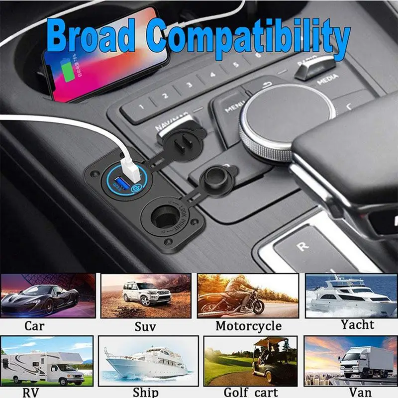 

Truck USB Charger Multi Port Quick Charging GPS USB Outlet Fast Charge Adapter Versatile Boat Marine Charger For Truck