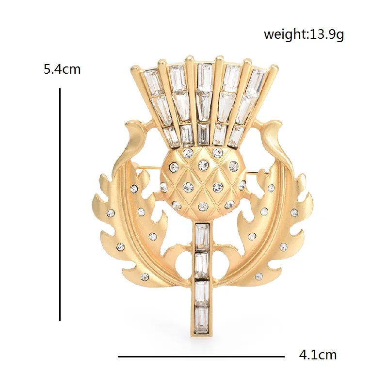 Wuli&baby Golden Leaves Flower Badge Brooches For Women Unisex Powder Mace Crown Office Party Brooch Pins Gifts