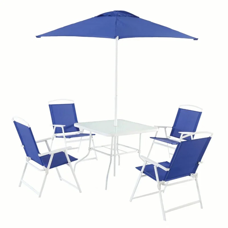 Mainstays Albany Lane 6 Piece Outdoor Patio Dining Set  Garden Outdoor Furniture Set  Patio Chair Table Umbrella