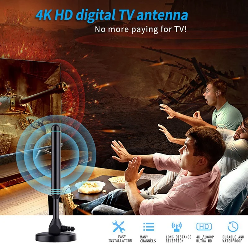 Column High-Definition Digital TV Antenna Indoor And Outdoor Universal Amplifier With Switch Adjustable UHF TV Antenna, Durable