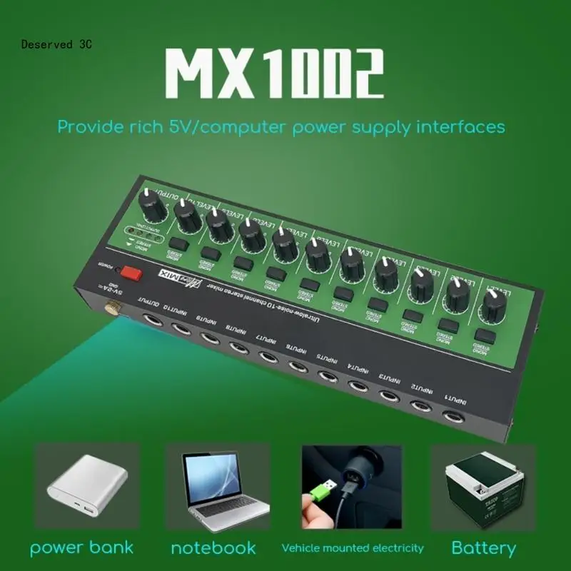 10Input Mixing Board Sound Mixer for Professional Music Processing Metal Housing
