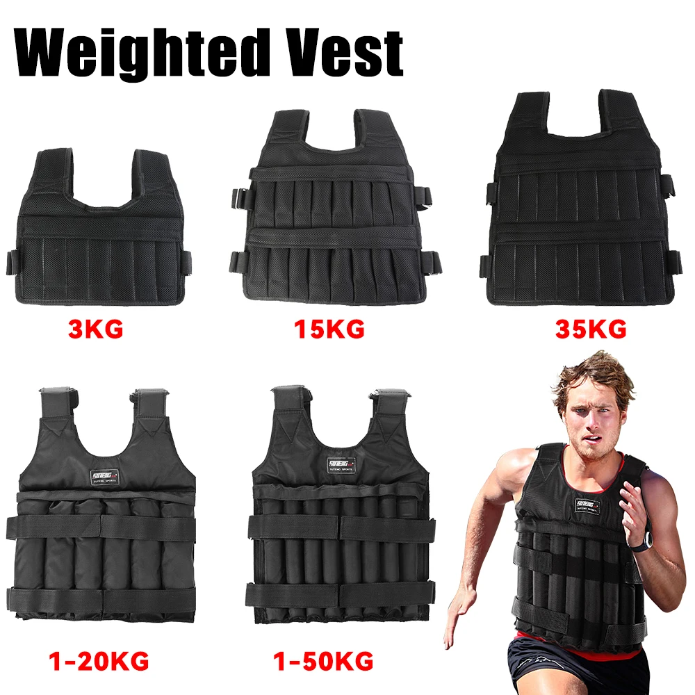 Chaleco de peso ajustable para entrenamiento de fuerza, chaqueta ponderada para correr, Fitness, 3-50kg
