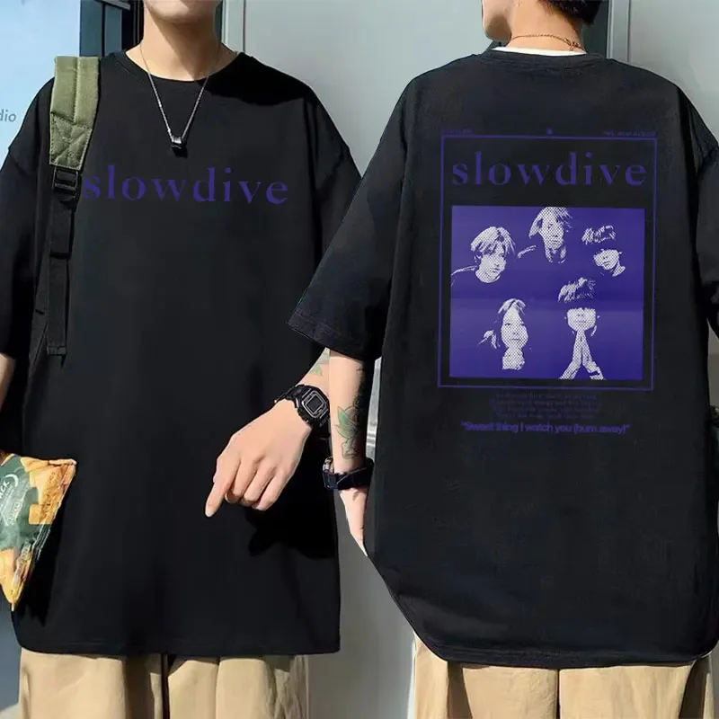 Britain Band Slowdive Souvlaki When The Sun Hits Print T-shirt Man Fashion Oversized Tshirt Tour 90s Classic Vintage Men T Shirt